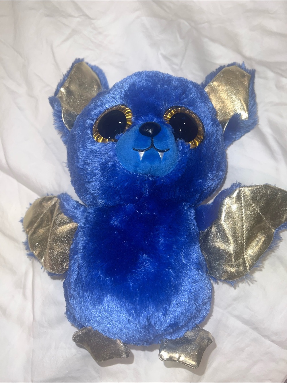 Ty Blue Plush Bat with Gold Wings